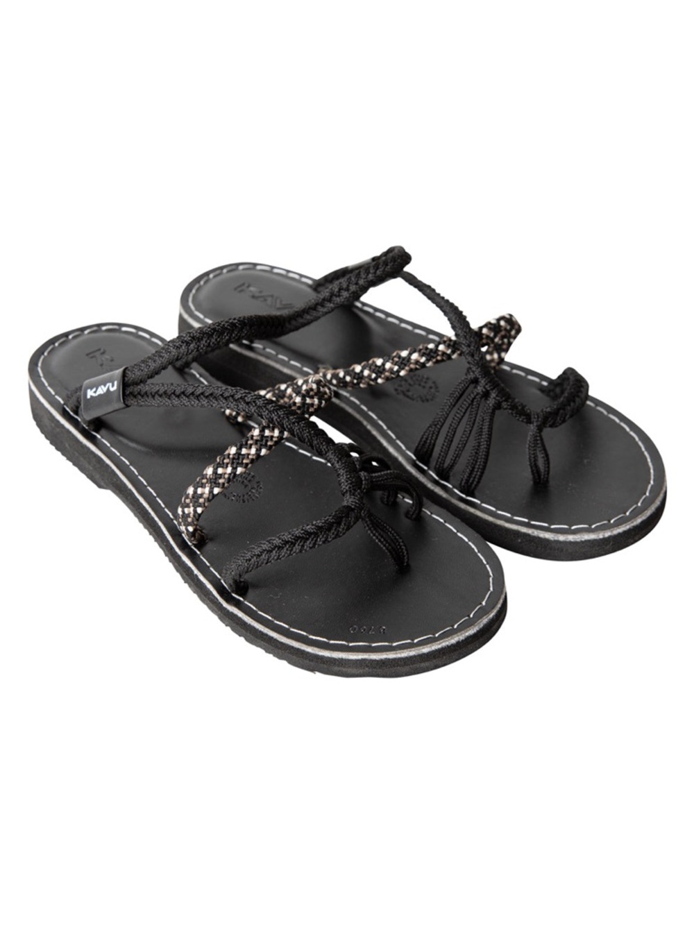 Kavu Black Braided Rope Thong Sandals